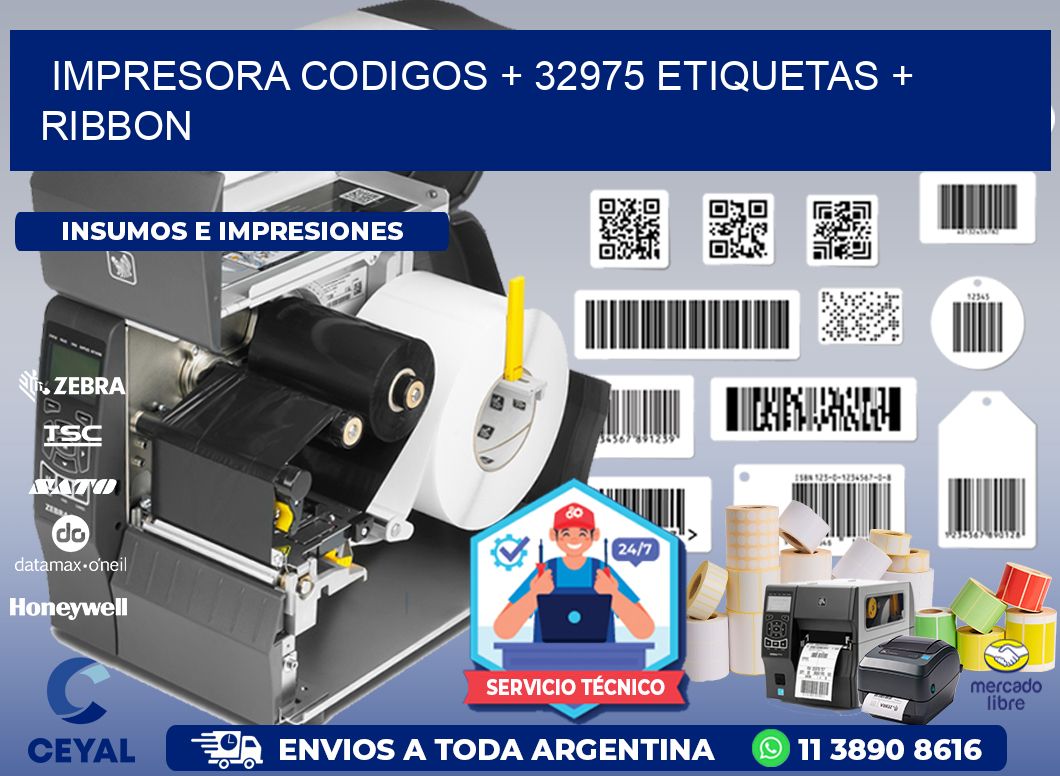 impresora codigos + 32975 etiquetas + ribbon