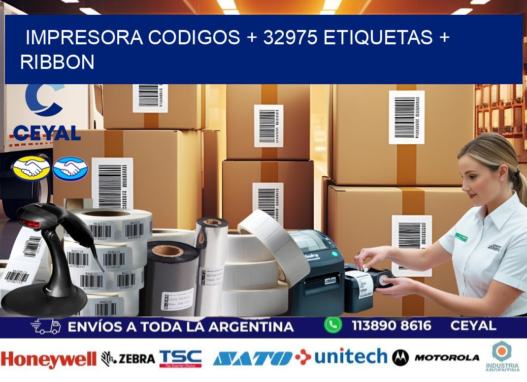 impresora codigos + 32975 etiquetas + ribbon