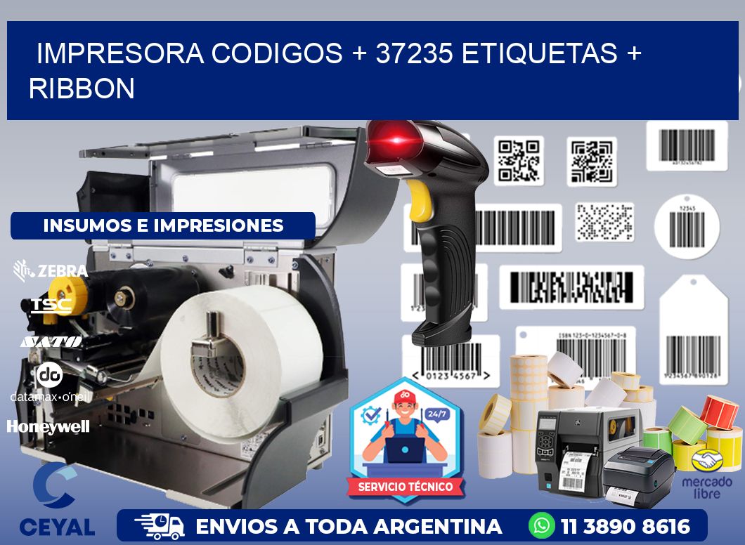 impresora codigos + 37235 etiquetas + ribbon