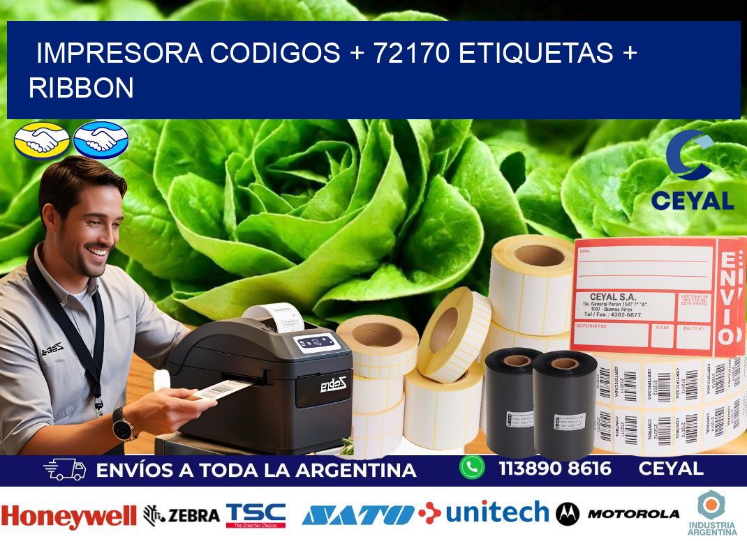 impresora codigos + 72170 etiquetas + ribbon