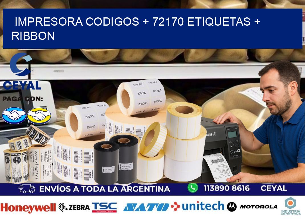 impresora codigos + 72170 etiquetas + ribbon