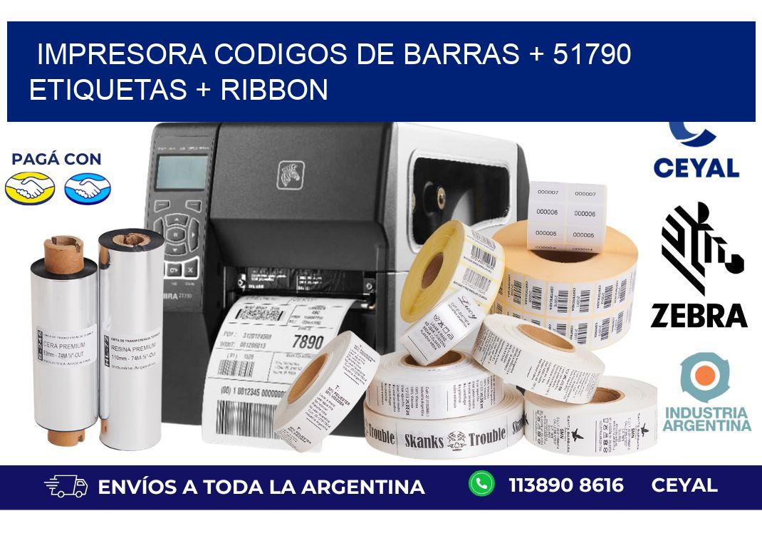 impresora codigos de barras + 51790 etiquetas + ribbon