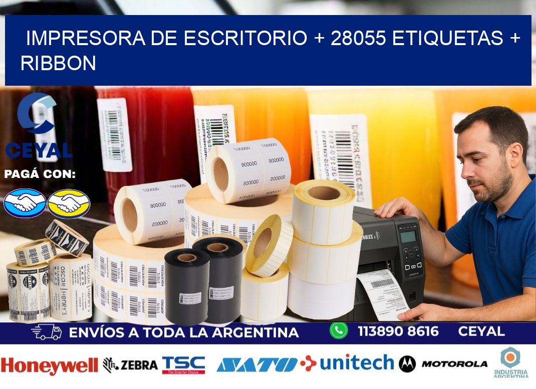 impresora de escritorio + 28055 etiquetas + ribbon