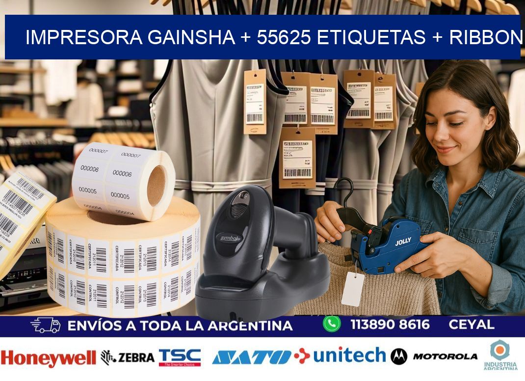 impresora gainsha + 55625 etiquetas + ribbon