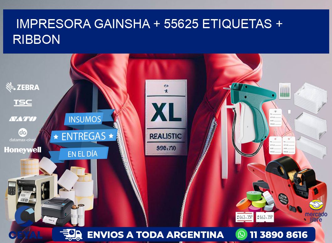 impresora gainsha + 55625 etiquetas + ribbon