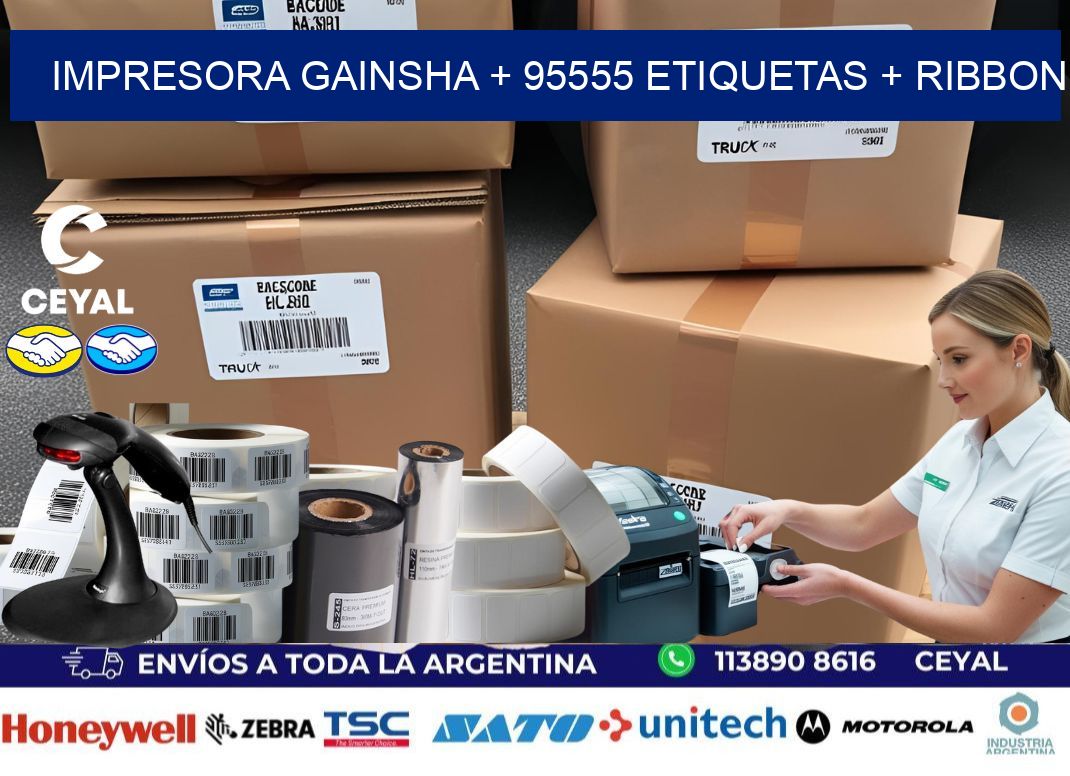 impresora gainsha + 95555 etiquetas + ribbon