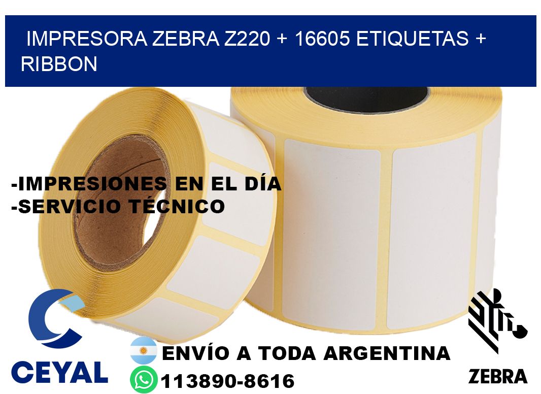 impresora zebra z220 + 16605 etiquetas + ribbon
