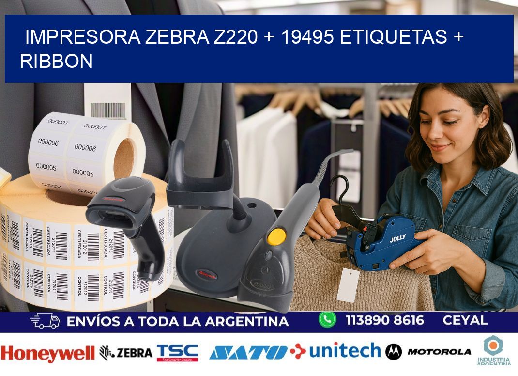 impresora zebra z220 + 19495 etiquetas + ribbon