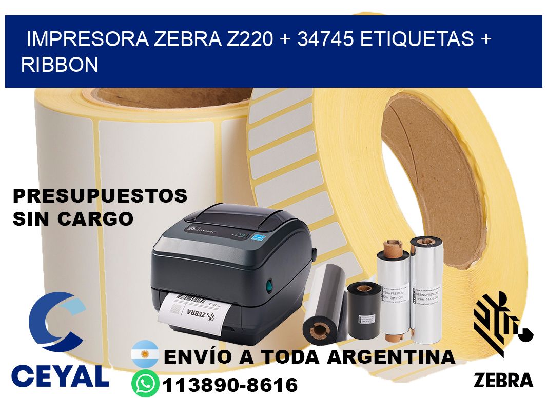 impresora zebra z220 + 34745 etiquetas + ribbon