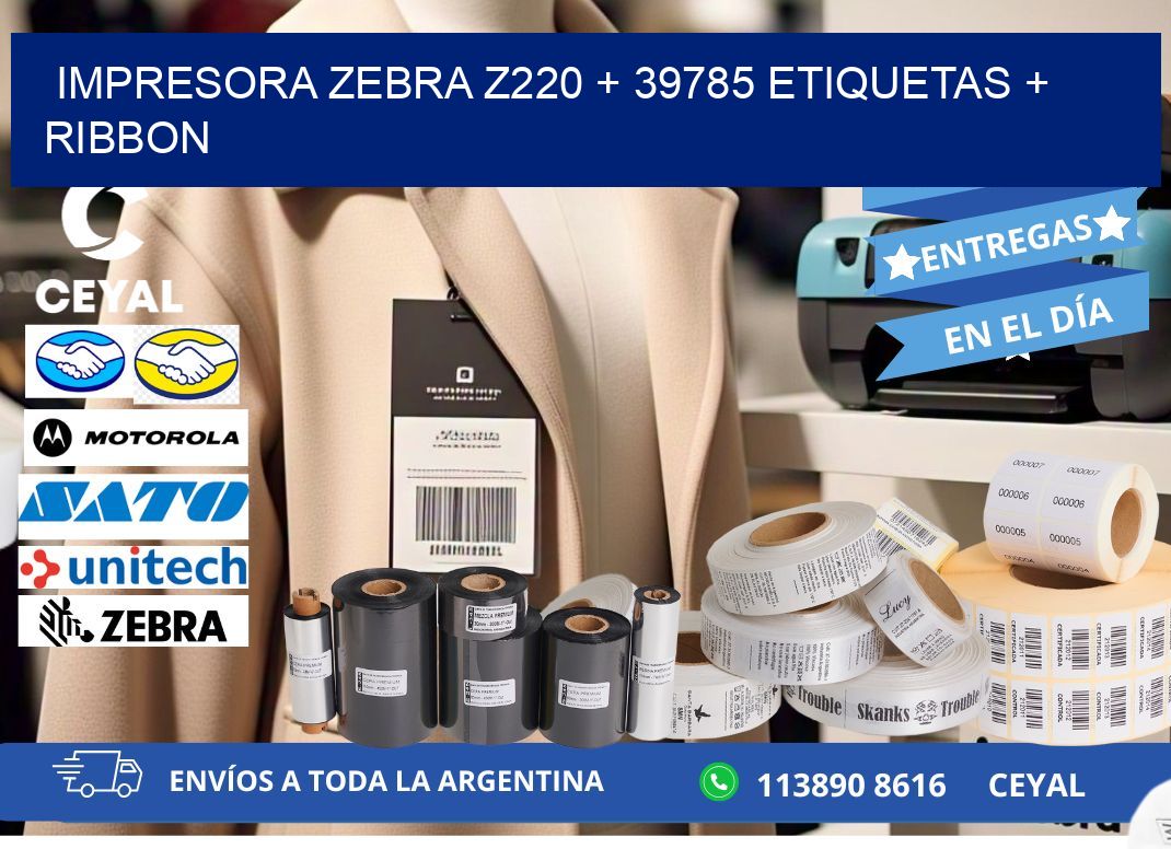 impresora zebra z220 + 39785 etiquetas + ribbon