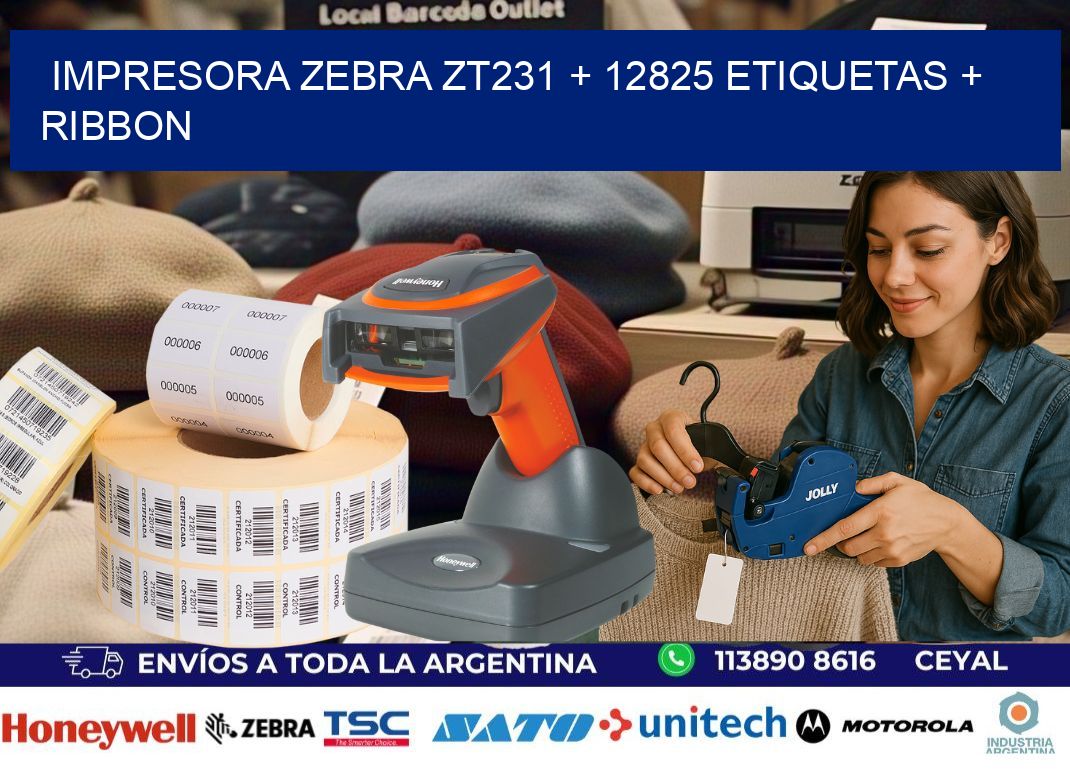 impresora zebra zt231 + 12825 etiquetas + ribbon