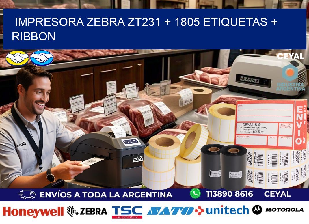 impresora zebra zt231 + 1805 etiquetas + ribbon