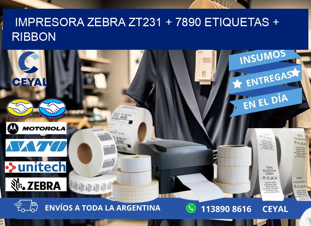 impresora zebra zt231 + 7890 etiquetas + ribbon