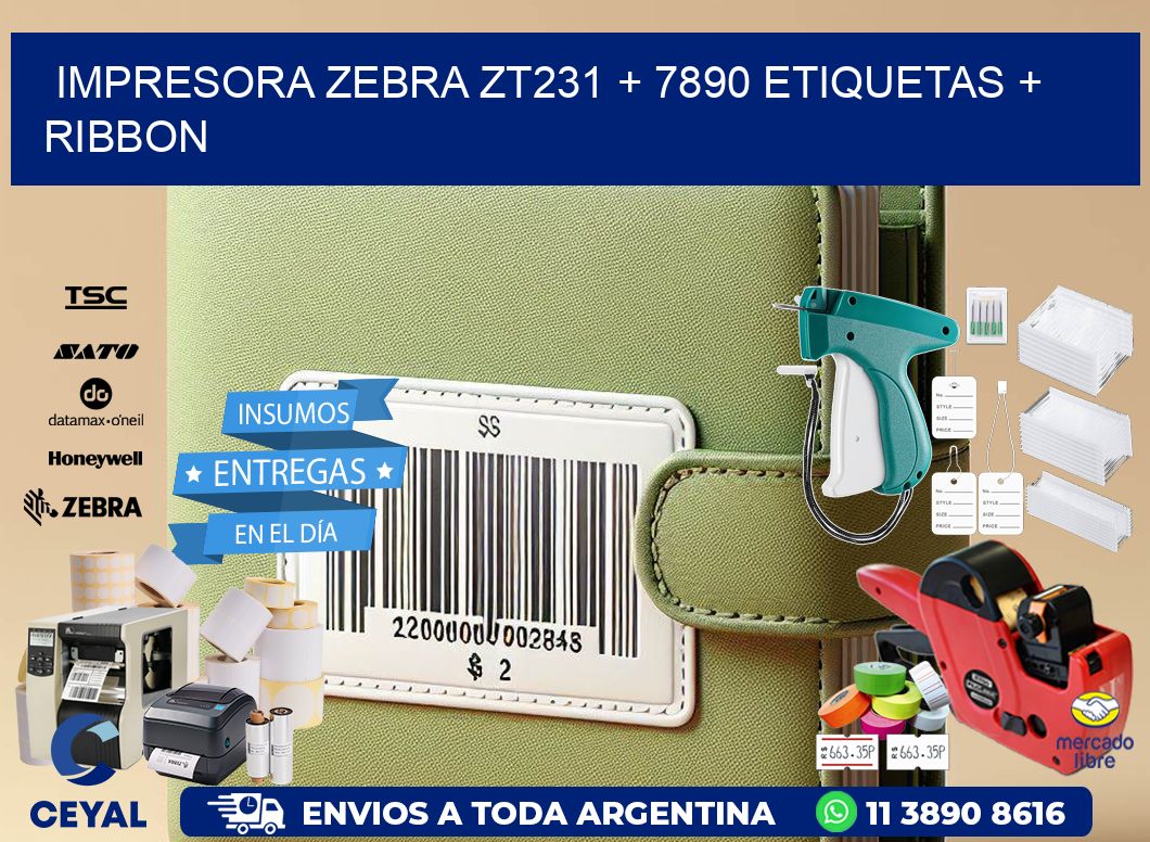 impresora zebra zt231 + 7890 etiquetas + ribbon