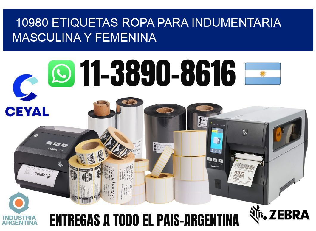 10980 Etiquetas ropa para indumentaria masculina y femenina