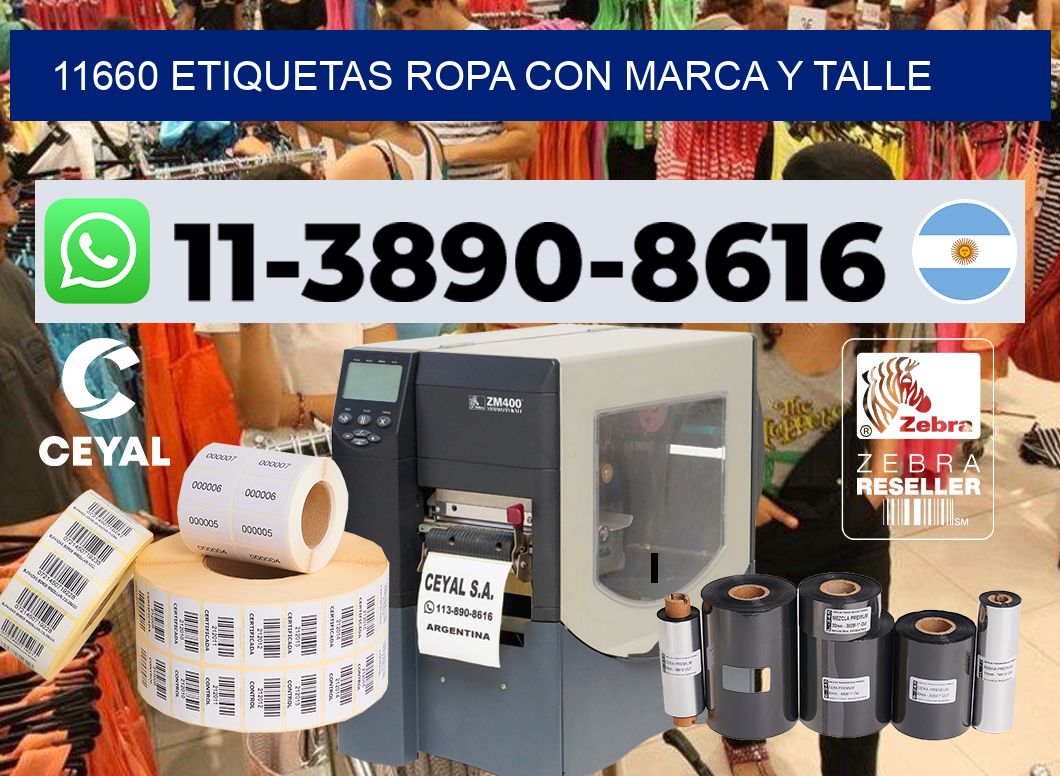 11660 Etiquetas ropa con marca y talle