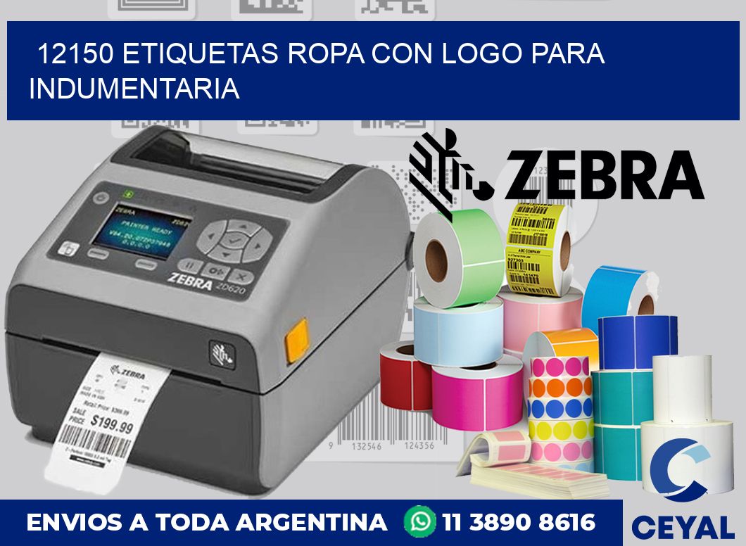 12150 Etiquetas ropa con logo para indumentaria