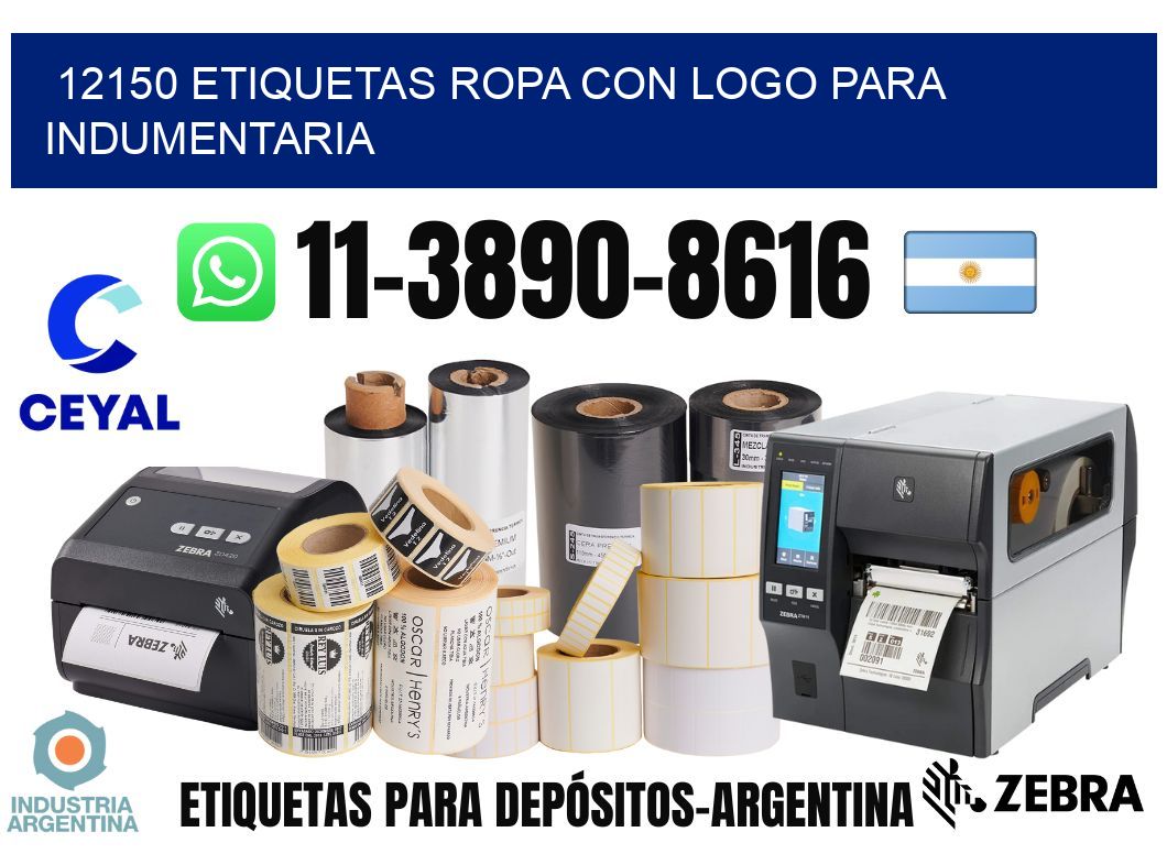 12150 Etiquetas ropa con logo para indumentaria