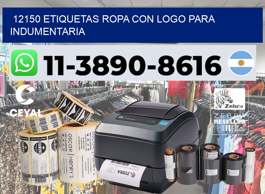 12150 Etiquetas ropa con logo para indumentaria