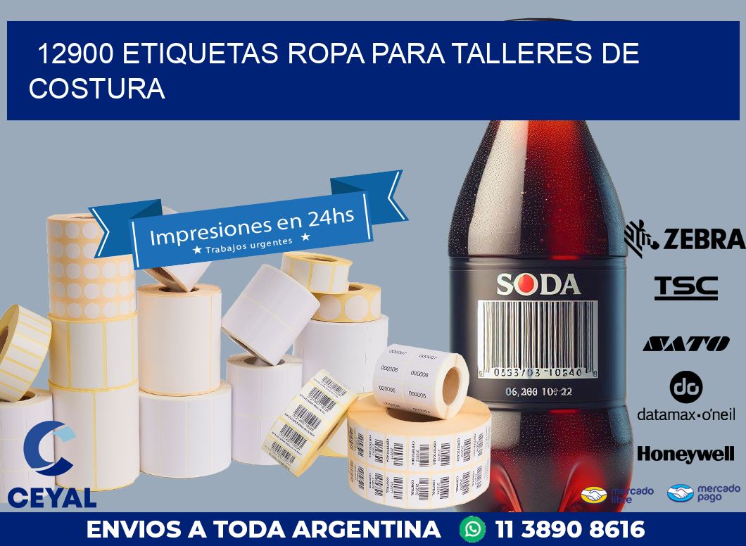 12900 Etiquetas ropa para talleres de costura