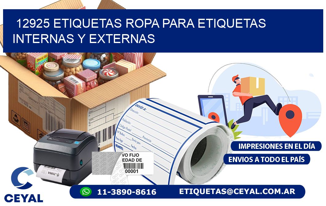 12925 Etiquetas ropa para etiquetas internas y externas