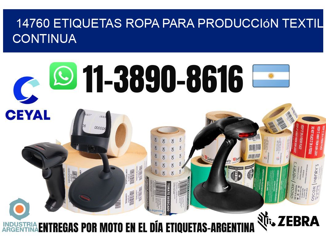 14760 Etiquetas ropa para producción textil continua