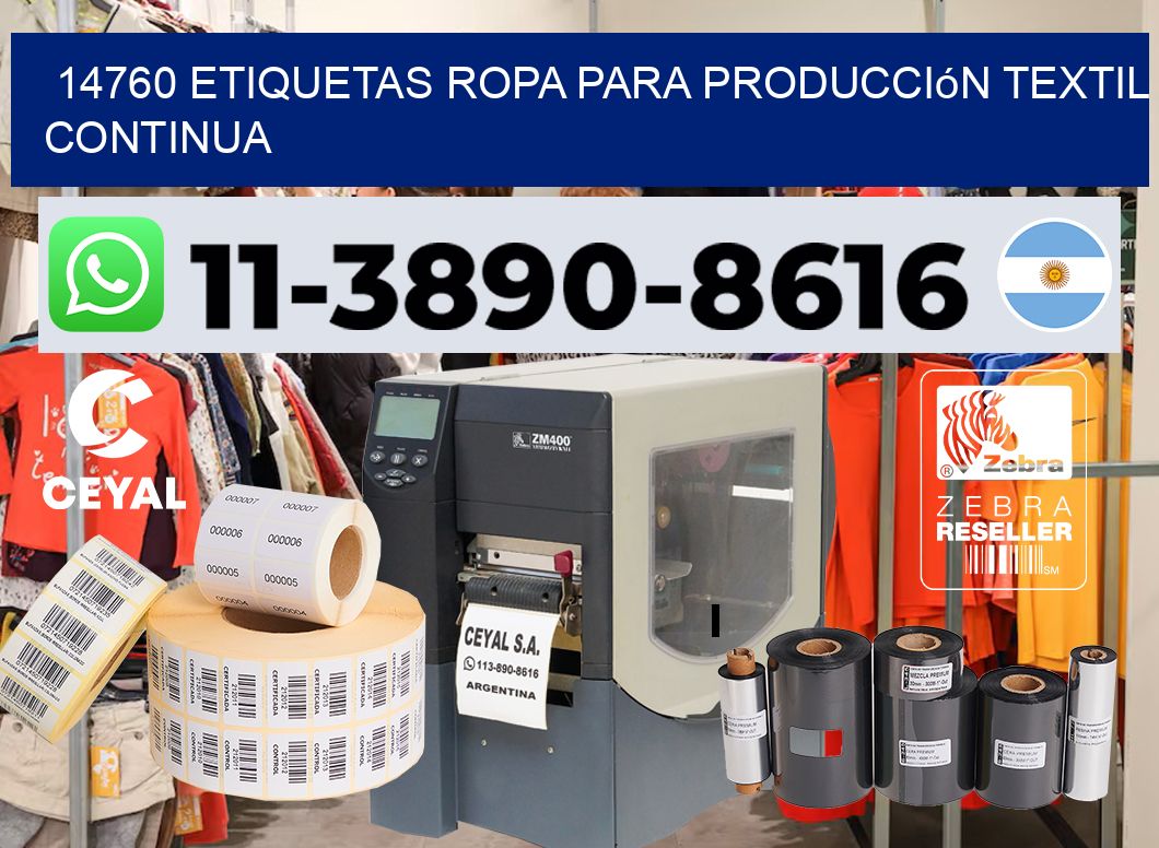 14760 Etiquetas ropa para producción textil continua