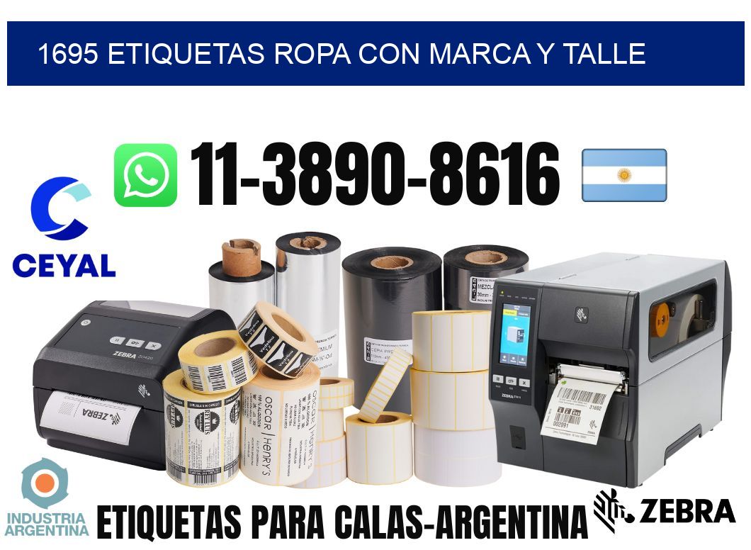 1695 Etiquetas ropa con marca y talle