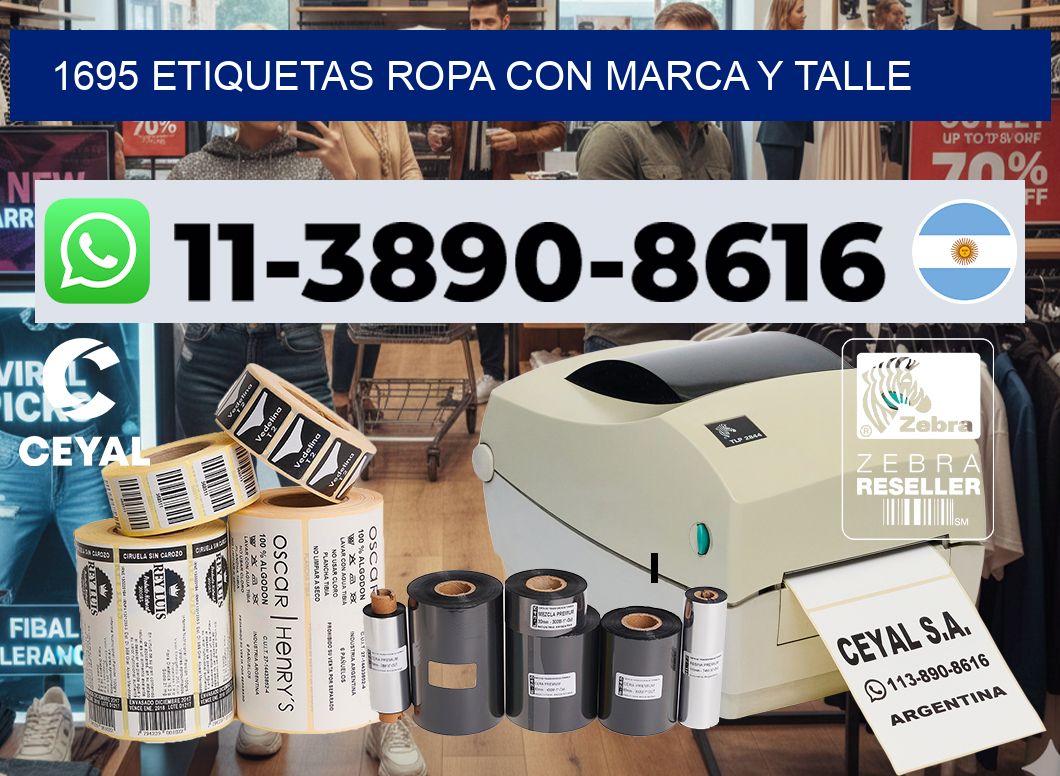 1695 Etiquetas ropa con marca y talle