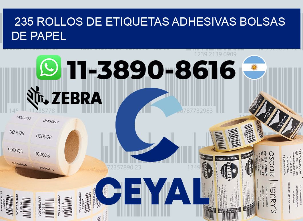235 rollos de etiquetas adhesivas bolsas de papel