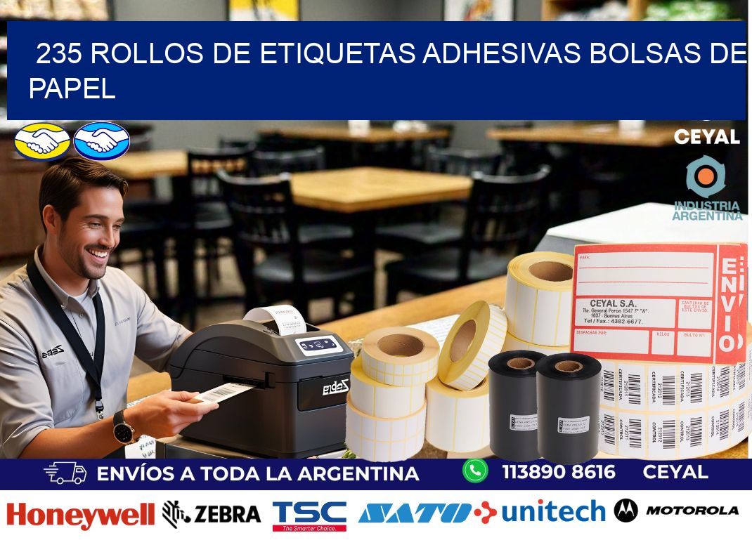 235 rollos de etiquetas adhesivas bolsas de papel