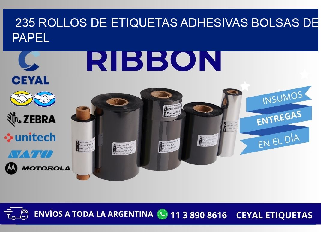 235 rollos de etiquetas adhesivas bolsas de papel