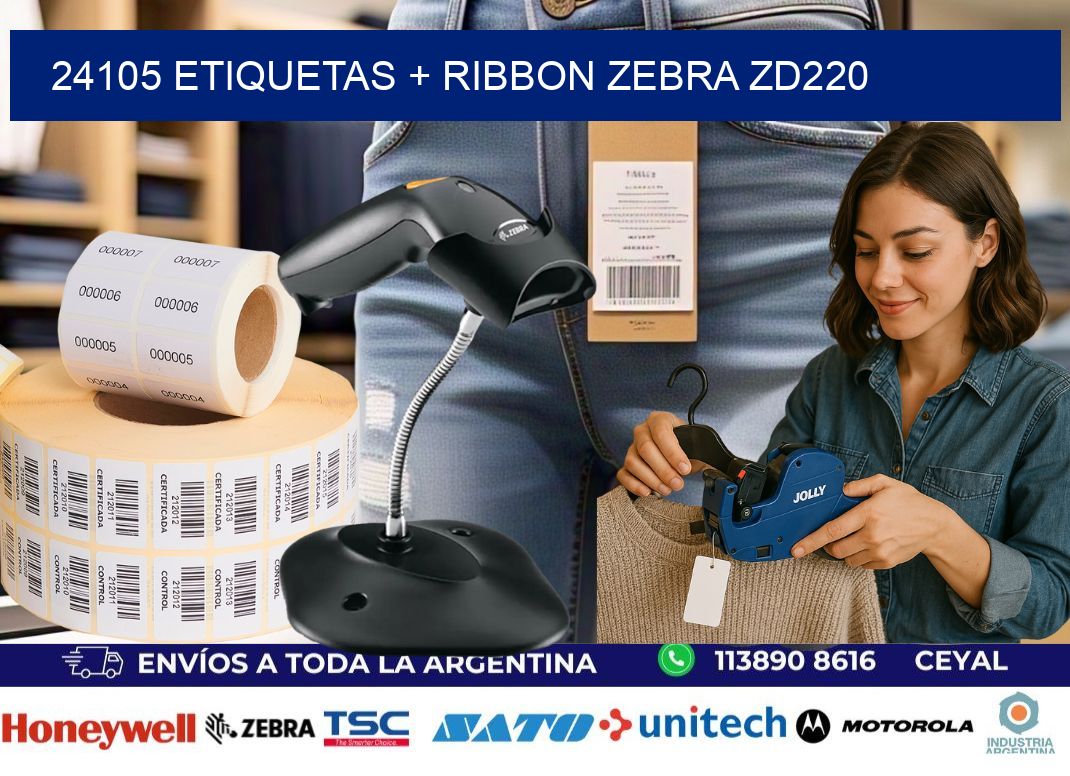 24105 etiquetas + ribbon zebra zd220