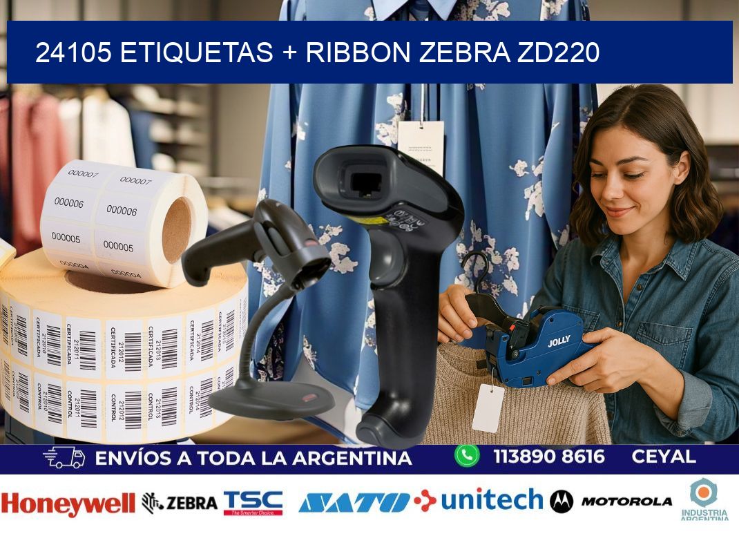 24105 etiquetas + ribbon zebra zd220
