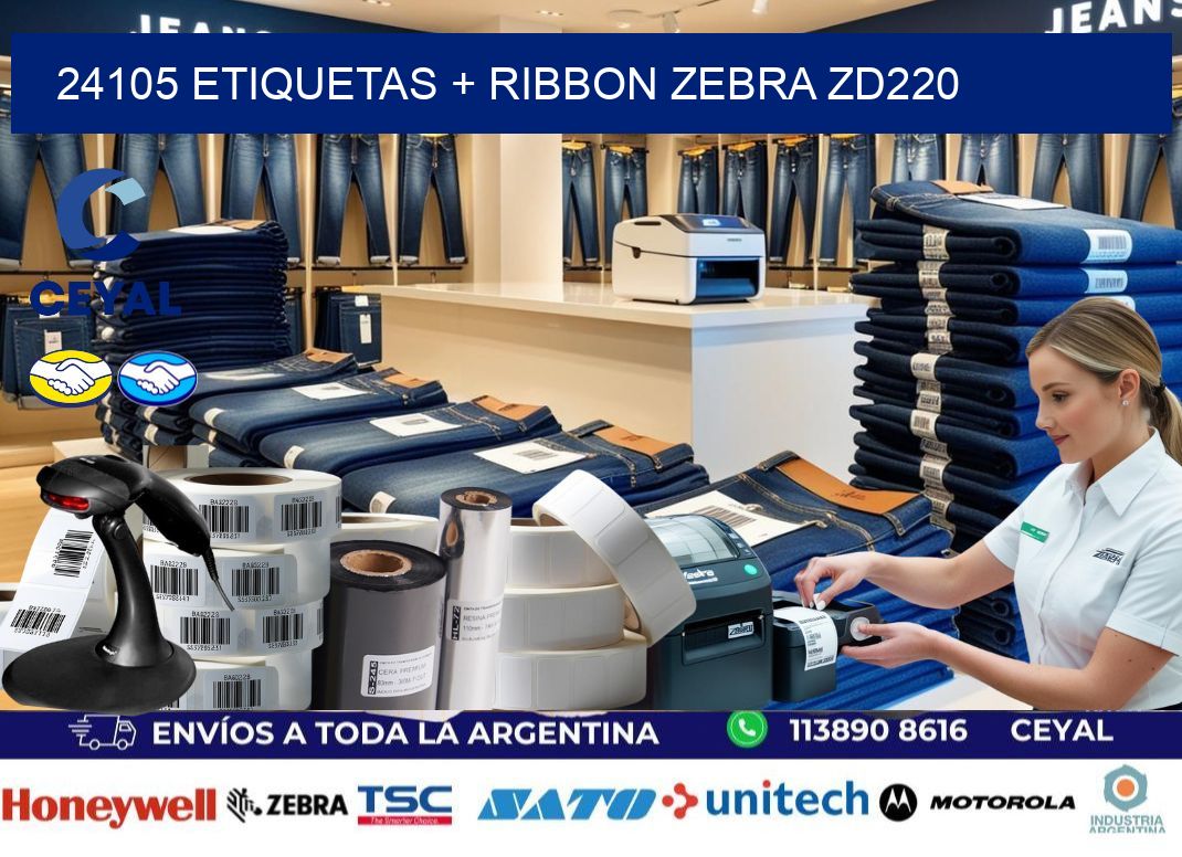24105 etiquetas + ribbon zebra zd220