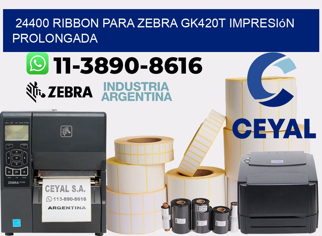 24400 ribbon para zebra gk420t impresión prolongada