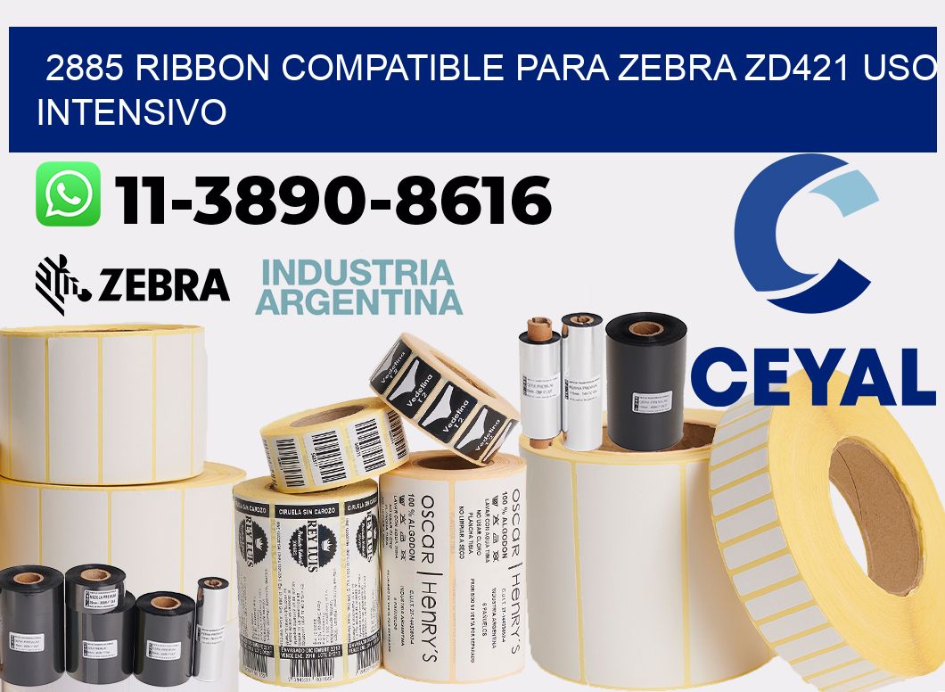2885 ribbon compatible para zebra zd421 uso intensivo
