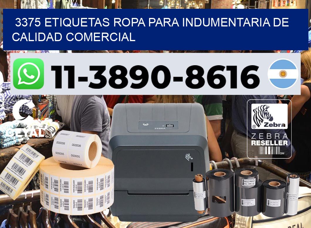 3375 Etiquetas ropa para indumentaria de calidad comercial