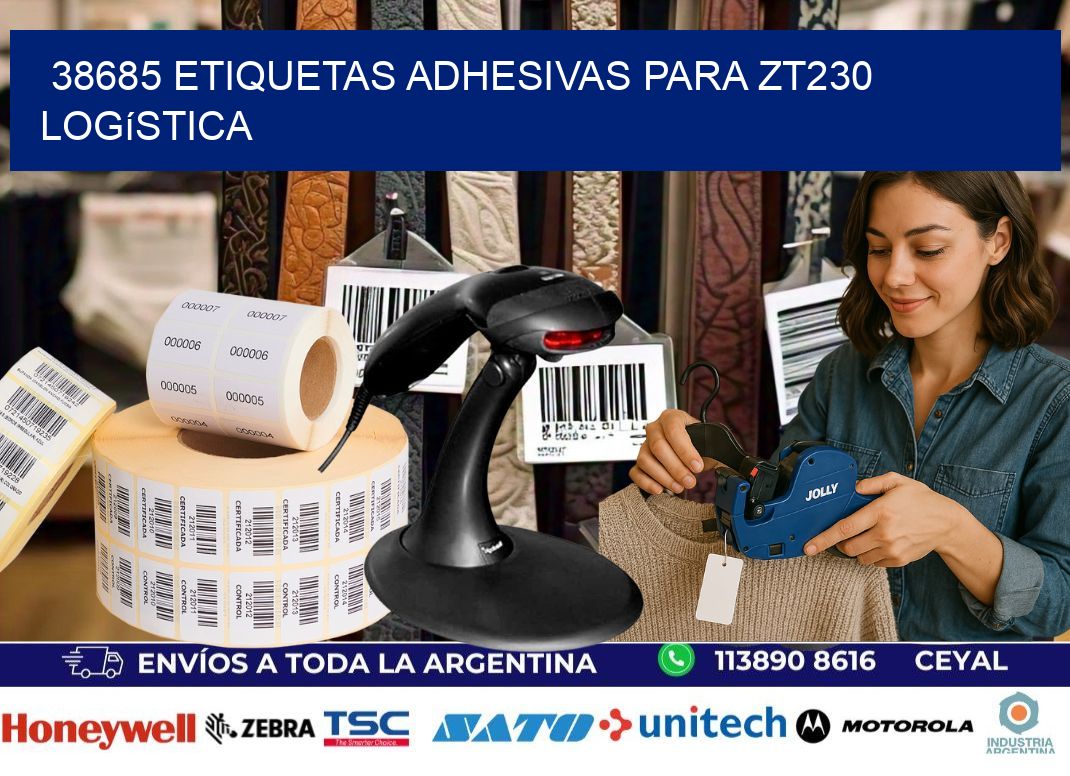 38685 etiquetas adhesivas para zt230 logística