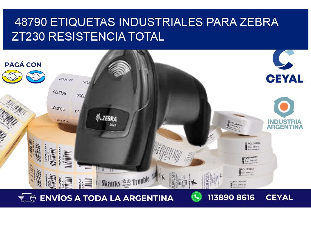48790 etiquetas industriales para zebra zt230 resistencia total