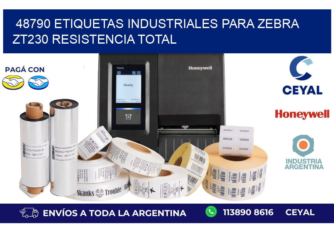 48790 etiquetas industriales para zebra zt230 resistencia total