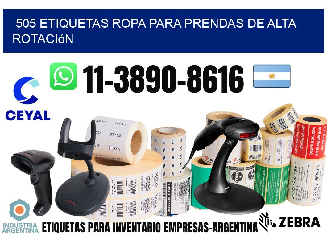 505 Etiquetas ropa para prendas de alta rotación