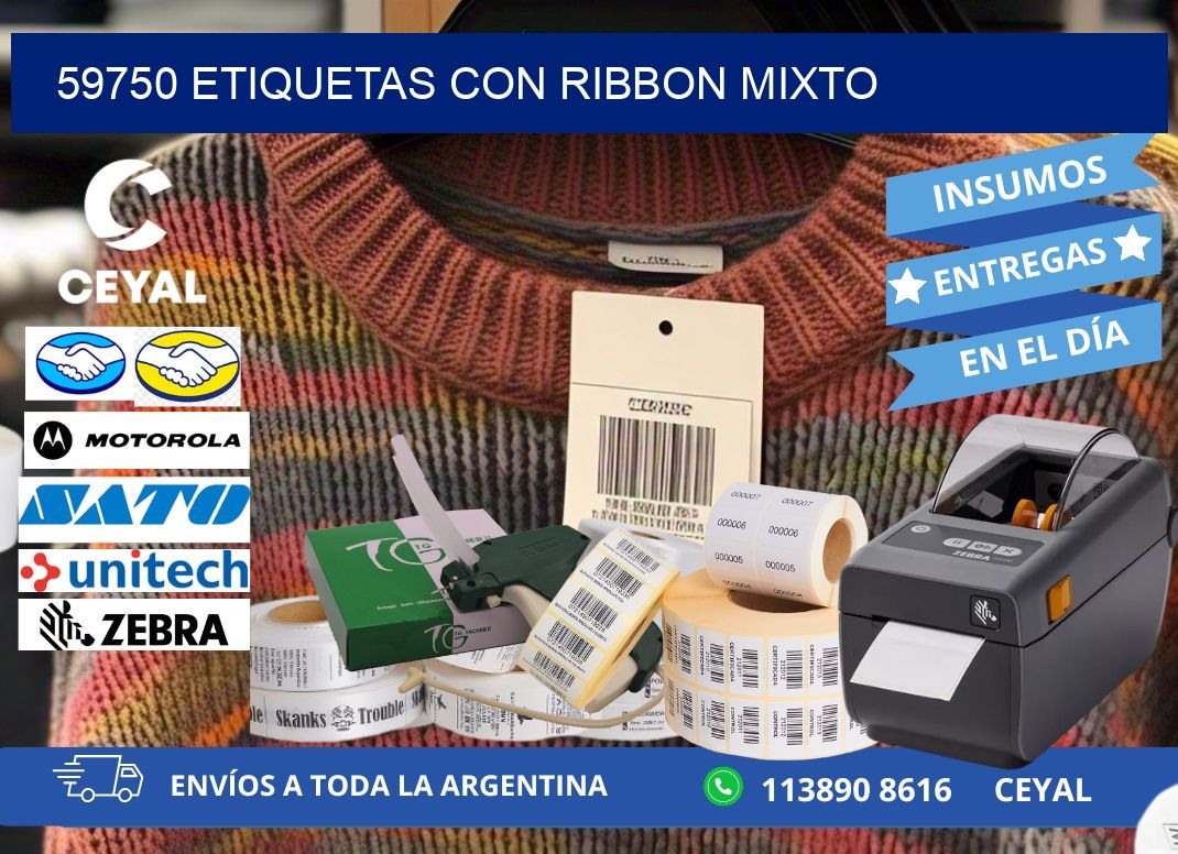 59750 etiquetas con ribbon mixto