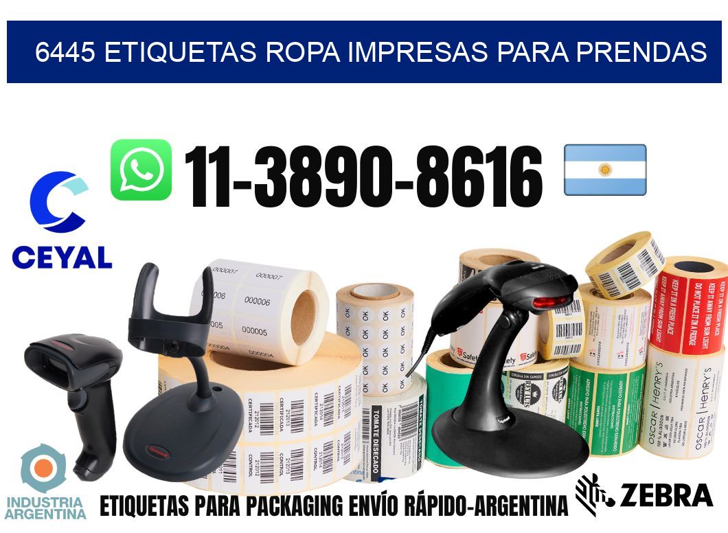 6445 Etiquetas ropa impresas para prendas