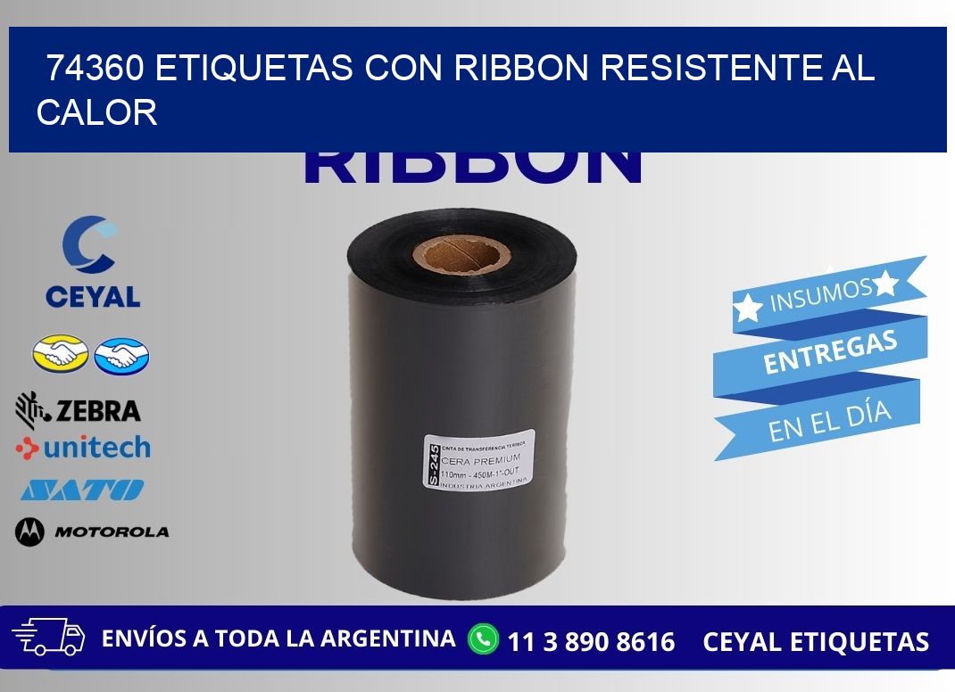 74360 etiquetas con ribbon resistente al calor