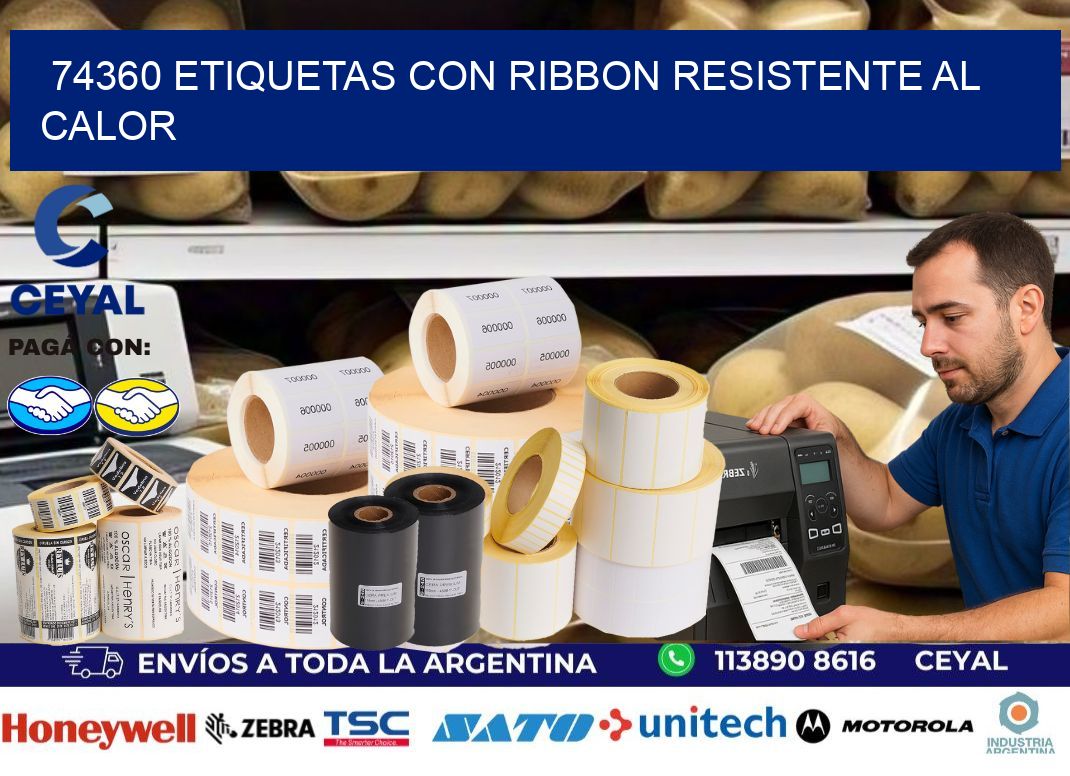 74360 etiquetas con ribbon resistente al calor