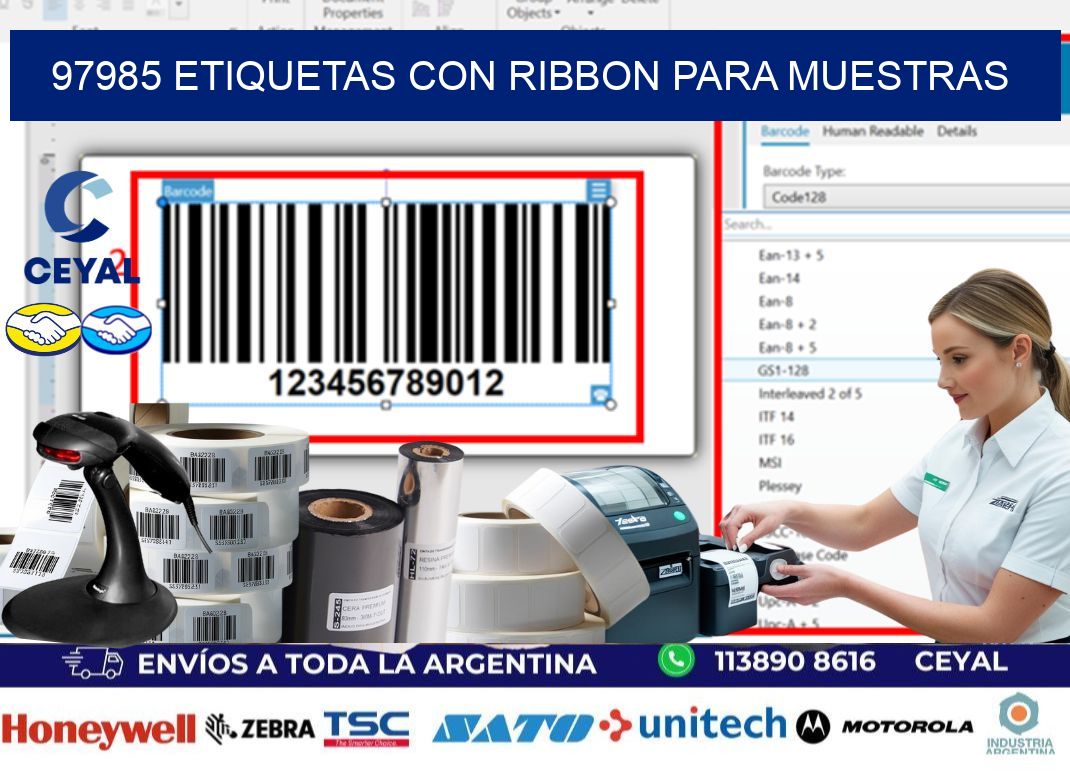 97985 etiquetas con ribbon para muestras