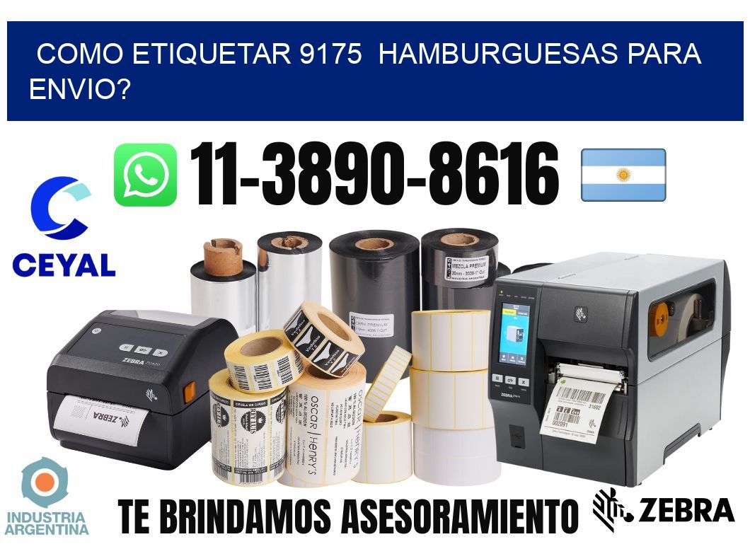 como etiquetar 9175  hamburguesas para envio?