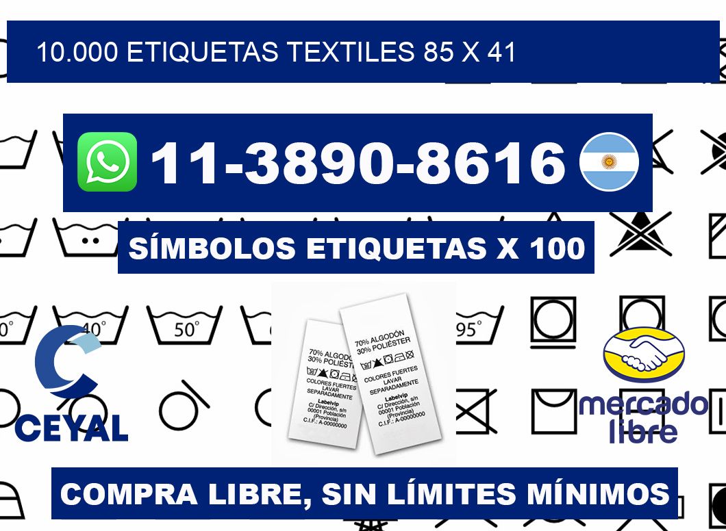 10.000 ETIQUETAS TEXTILES 85 x 41
