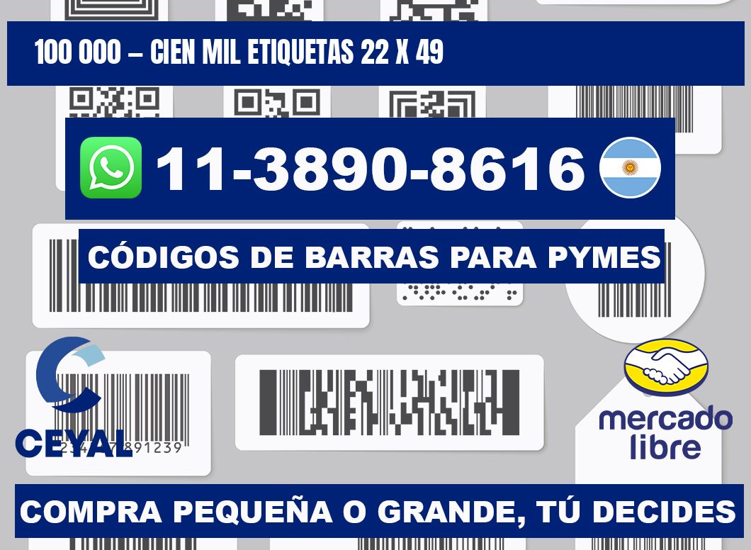 100 000 — cien mil etiquetas 22 x 49